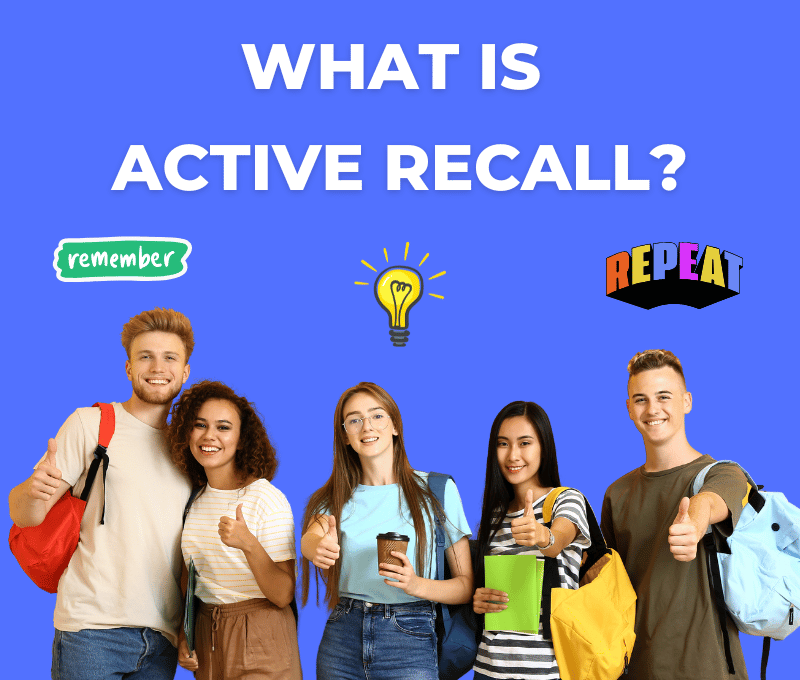 Active recall technique demonstrated with flashcards to improve memory retention